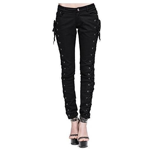 Devil Fashion gotici pantaloni neri punk di modo all'aperto casuali sexy delle donne steampunk pantaloni lunghi da donna (l)