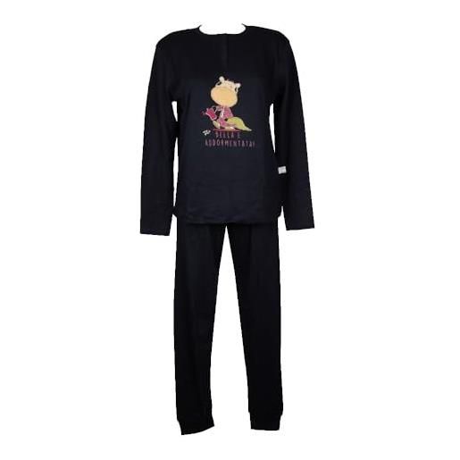 CRAZY FARM pigiama donna cotone invernale interlock manica lunga collo serafino articolo: 15968, 3019 navy, l