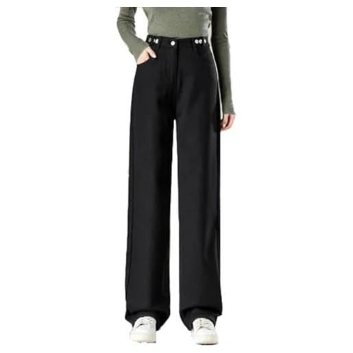 TERAZUNO jeans termici da donna invernali caldi jeans foderati in peluche jeans larghi slim fit pantaloni invernali classici harajuku pantaloni termici vintage a vita alta con interno in pile felpato(