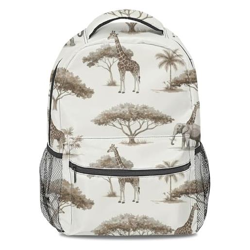 Generic zaino vintage con stampa animalier africana, per bambini e adulti, con motivo safari, giraffa, zebra, ippopotamo, stampa 2, 16