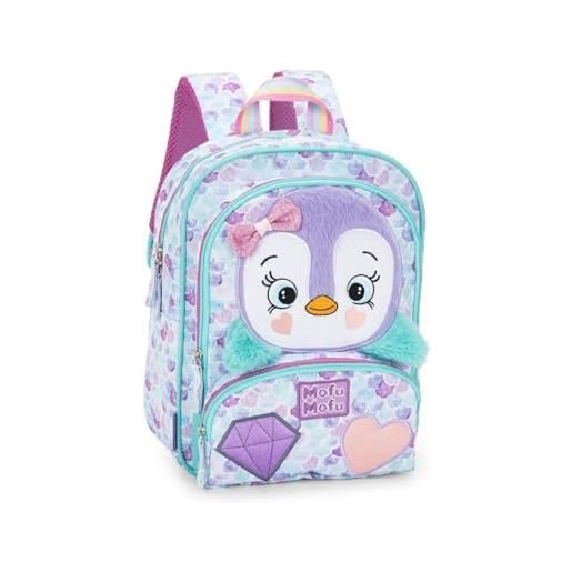 PRESTIGE & DELUXE mini zaino zainetto mofumofu pinguino scuola per bimba dim. 23 x 30 x 10 cm + omaggio portachiave paillettes