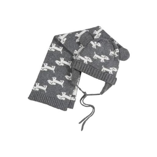 Chicco set cappello e sciarpa neonato caldo tessuto colore grigio con dettagli colore bianco esterno 40% viscosa 30% poliestere 20% poliammide 10% lana made in china collezione autunno inverno