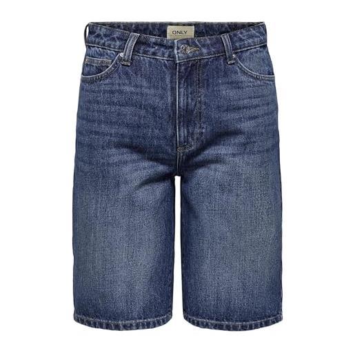 ONLY onlsonny hw wide dnm shorts nas843 noos pantaloncini lunghi vita alta e vestibilità normale, blu jeans scuro, s donna