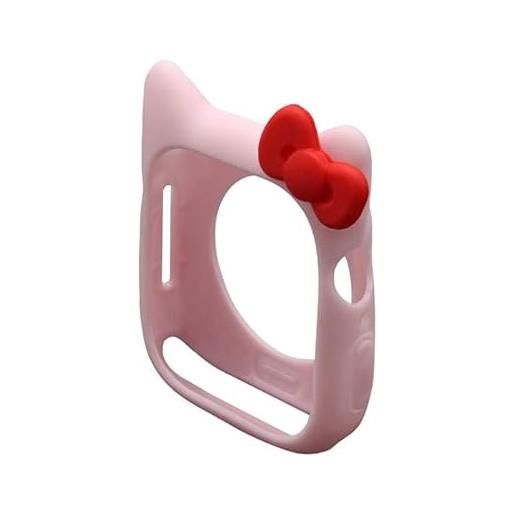 Nenis custodia protettiva in morbido silicone con motivo a fumetti, per mouse e orecchie da gattino, compatibile con apple watch serie 8, 7, 6, 5, se (rosso - rosa, 41 mm)