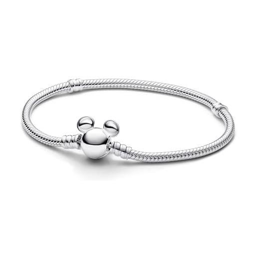 PANDORA disney bracciale in argento sterling a forma con maglia snake con chiusura a forma di topolino, 21