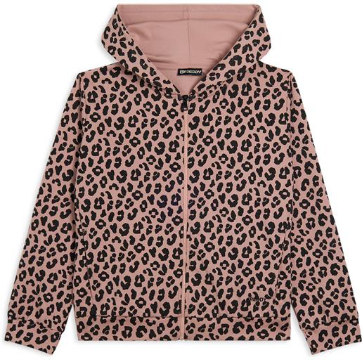 Freddy felpa donna leopardata con zip e cappuccio