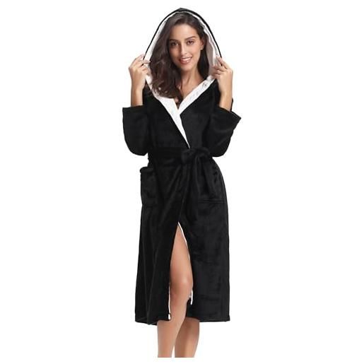 Migcaput vestaglia donna invernale pile vestaglie accappatoi e vestaglie da donna morbidissimo invernale caldo con cintura e tasca loungewear