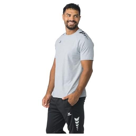 Erima cmpt 3 ali t-shirt (2082554) unisex - adulto, grigio melange/nero, xxl