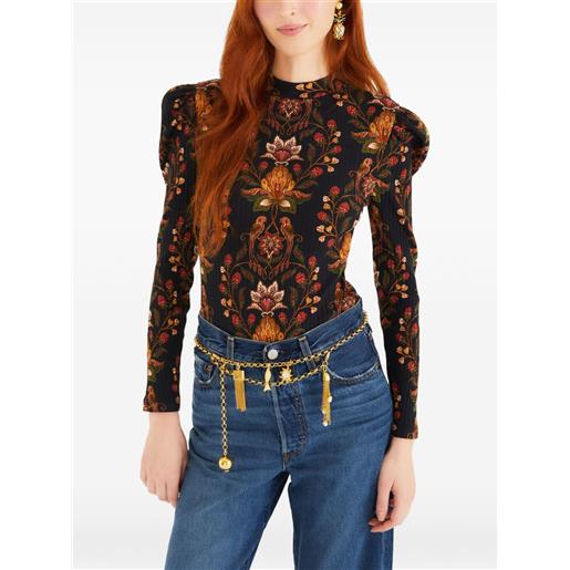 FARM Rio body con maniche a palloncino - nero