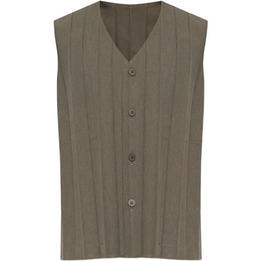 Homme Plissé Issey Miyake canotta plissettata con bottoni - verde