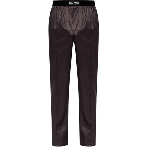 TOM FORD pantaloni con banda logo - marrone