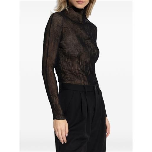 Issey Miyake top a collo alto con maniche lunghe - nero
