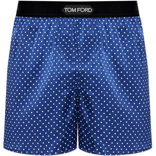 TOM FORD boxer in seta a pois - blu