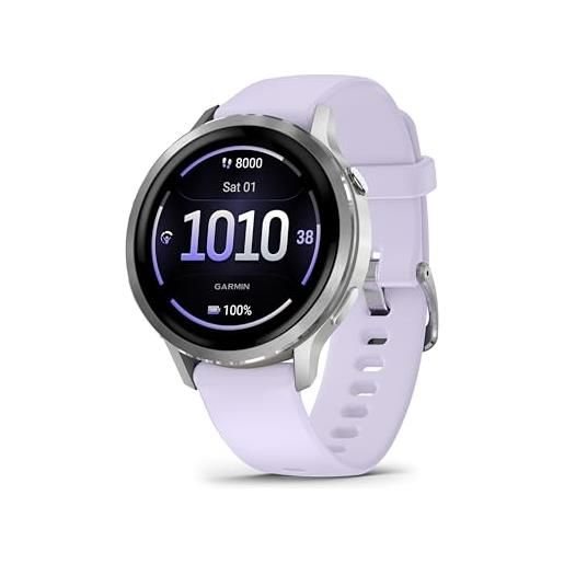 Garmin venu 4, 41mm, smartwatch per il fitness, display amoled 1,2, speaker e microfono, comandi vocali, gps multi-band, torcia, 80+ app per lo sport, autonomia 10 giorni (gray & silver)