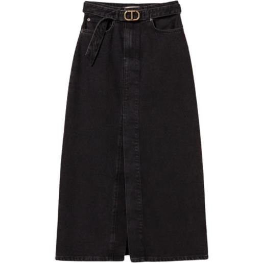 Twinset Milano twinset gonna longuette in denim con cintura nero 42,44