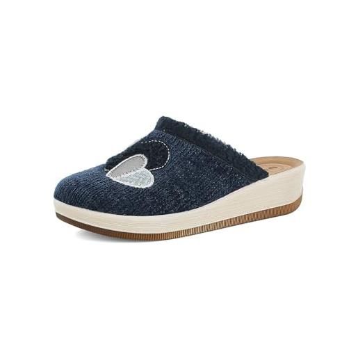 inblu pantofole donna effetto lana con fantasia tartan, suola leggera e flessibile, blu, 39 eu