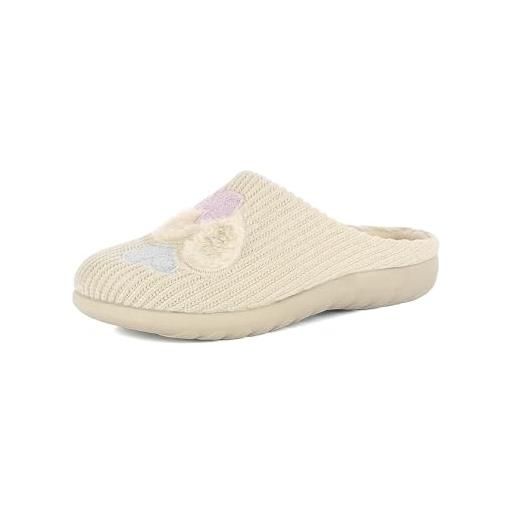 inblu pantofole donna con cuori colorati, morbide e confortevoli, suola flessibile, sabbia, 37 eu