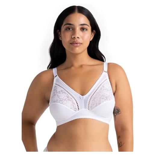 Dorina madeline bralette senza ferretto, senza imbottitura, tessuto tricot opaco con pizzo, spalline regolabili e ali a u, bianco