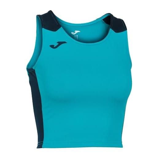 Joma débardeur court femme record ii, unisex - adulto, turchese fluo marino, 4xs-3xs