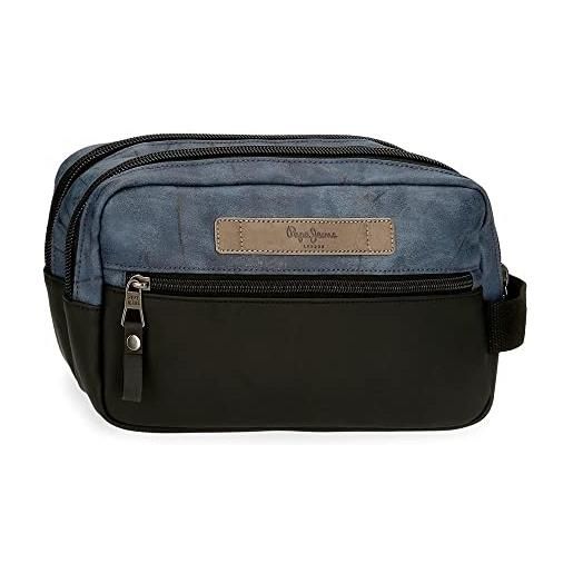 Pepe Jeans ocean beauty case due scomparti adattabile blu 26x16x12 cm poliestere con dettagli in pelle sintetica