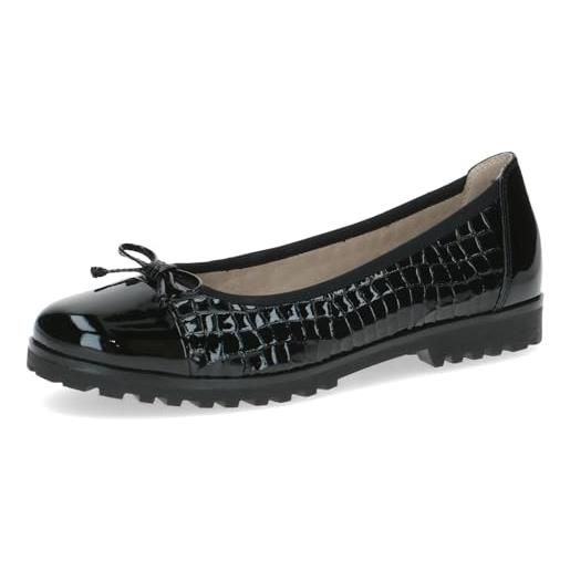 CAPRICE ballerine da donna in pelle con fiocco, nero (black croco), 37 eu