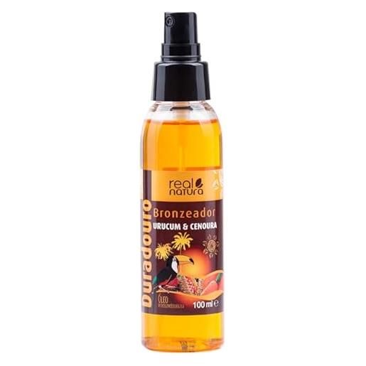 Real Natura - olio abbronzante urucum + carota (spf 15) - 200ml - ideale per pelli abbronzate