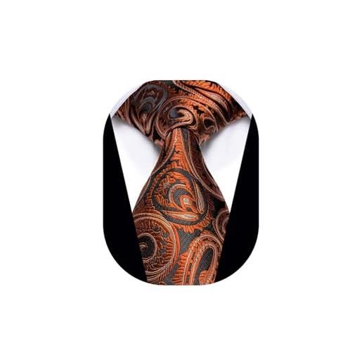 YourTies cravatta da uomo da 8,9 cm con motivo cachemire floreale in seta per uomo formale per feste aziendali, ab arancione paisley, taglia unica