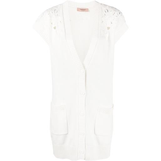 TWINSET top con scollo a v - bianco