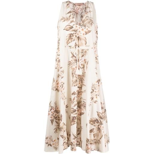 TWINSET abito smanicato a fiori - toni neutri