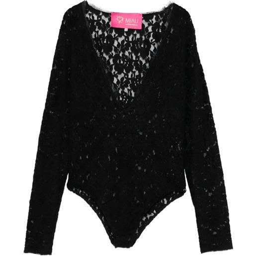 MIAU by Clara Rotescu body torres in pizzo - nero