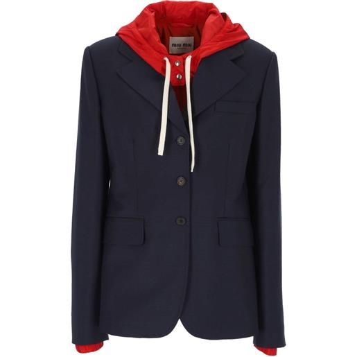 Miu Miu blazer con cappuccio - nero