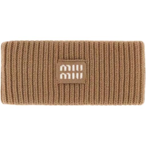 Miu Miu accessori per capelli a coste con logo - toni neutri