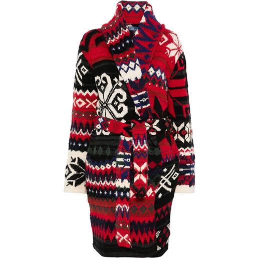 Polo Ralph Lauren cardigan lungo con collo a scialle - rosso
