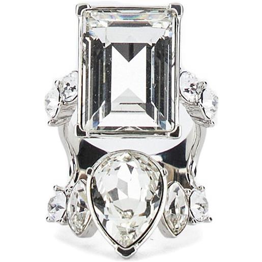 Alexander McQueen anello con cristalli - effetto metallizzato
