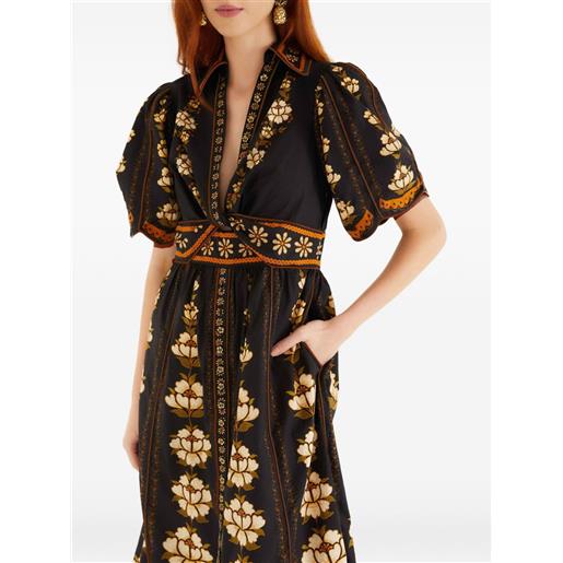 FARM Rio abito midi con ricamo - nero