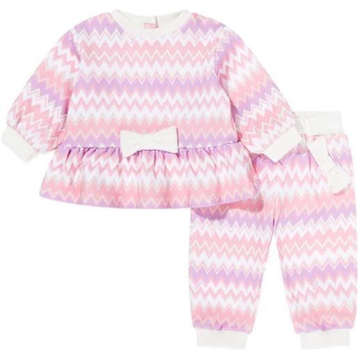 Missoni Kids tuta sportiva con motivo a zigzag - rosa