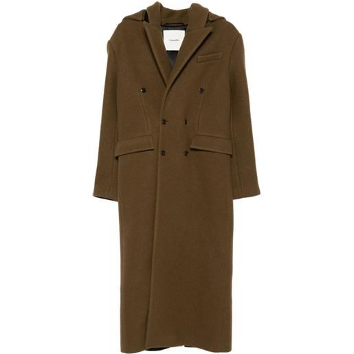Nanushka cappotto doppiopetto con cappuccio rimovibile - marrone