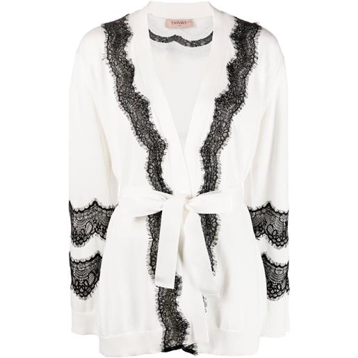 TWINSET cardigan con pizzo - bianco