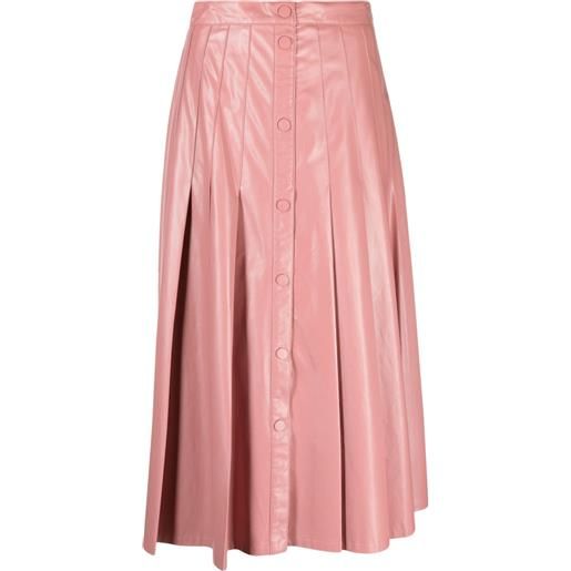 TWINSET gonna midi plissettata in finta pelle - rosa