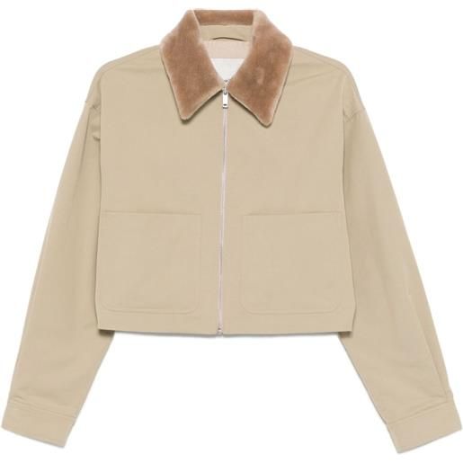 Nanushka giacca con zip e colletto in pelliccia sintetica - toni neutri