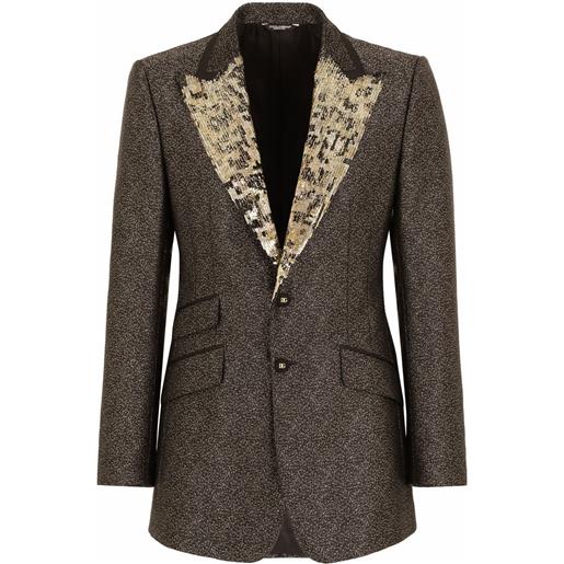 Dolce & Gabbana blazer monopetto con effetto jacquard - grigio