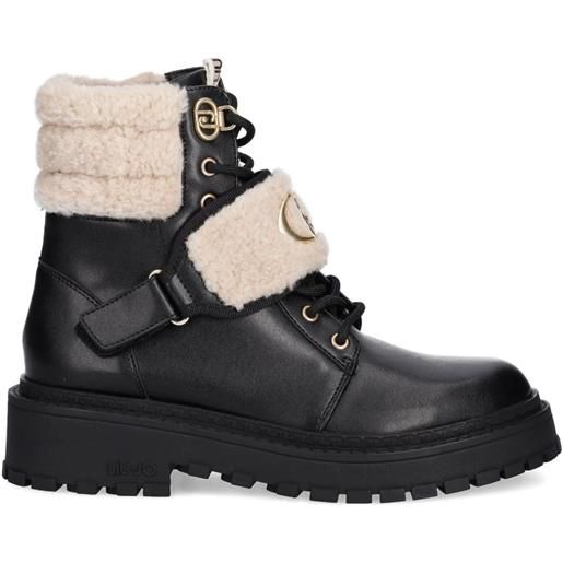 LIU JO anfibi con bordo in pelliccia sintetica - nero