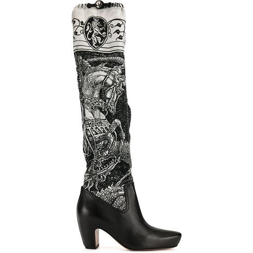 Lanvin stivali saint george and the dragon con stampa - nero