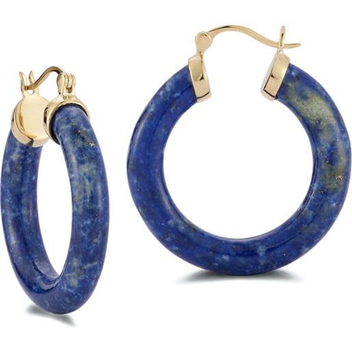 Orecchini vintage pendenti in oro giallo 18K con lapislazzuli, anni '6