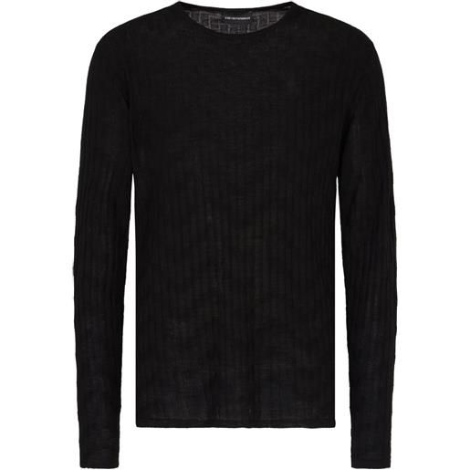 Emporio Armani maglione in lana a coste - nero