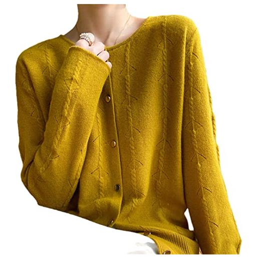 Bciopll 100% vera lana maglieria cardigan donna primavera inverno cerniera manica piena maglioni delle signore giacche di lana khaki m