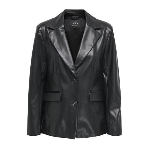 ONLY onlverona faux leather fit blazer cc otw, nero, m donna
