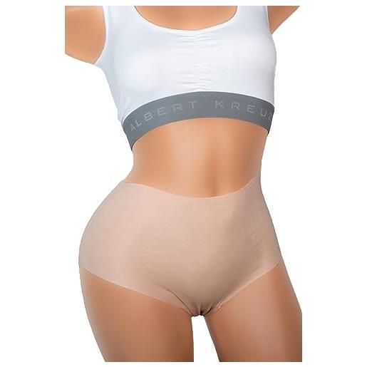 ALBERT KREUZ set di 3 culotte slip a vita alta invisibile senza cuciture a taglio vivo cotone elasticizzato color carne taglia xl