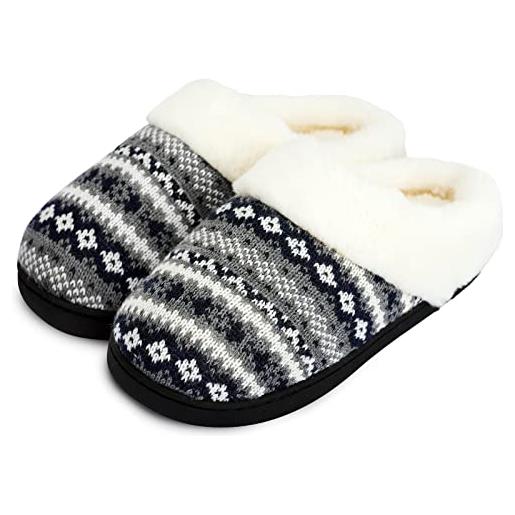 AONEGOLD pantofole donna inverno calde comode peluche ciabatte da casa memory foam antiscivolo pantofole interno esterno(blu, taglia 42-43)