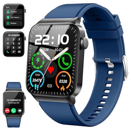 Donerton smartwatch uomo donna, 1.85 hd orologio bluetooth effettua/risposta chiamate, 110+ sportive smart watch cardiofrequenzimetro/contapassi/spo2/sonno, impermeabile ip68 fitness tracker per android ios